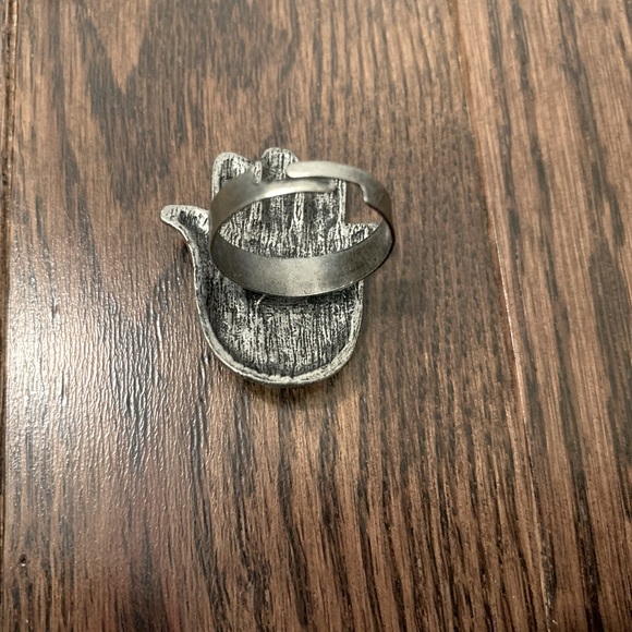 Blue Metal Large Resizable Hamsa Ring - Picture 5 of 5